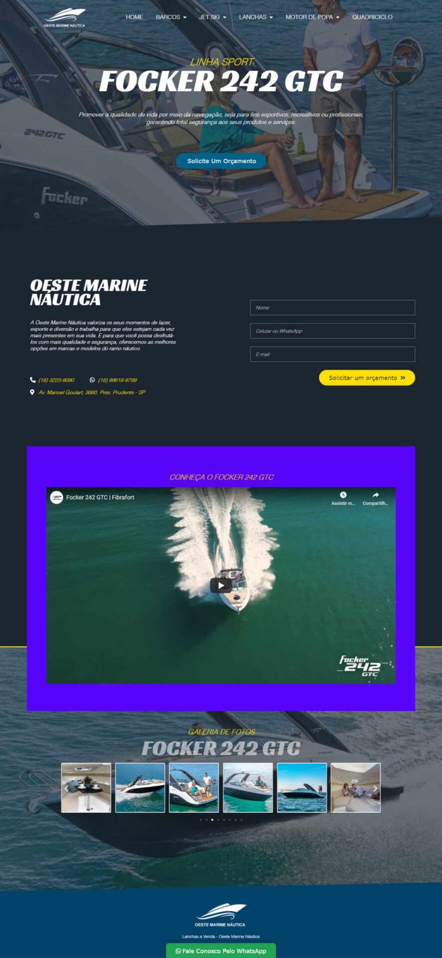 Oeste Marine - Landing Page